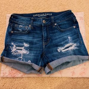 american eagle super super stretch midi shorts